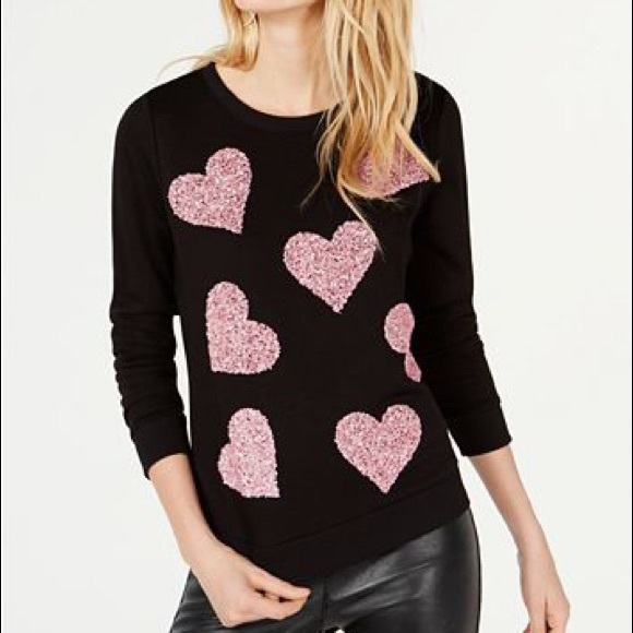 sequin heart sweatshirt